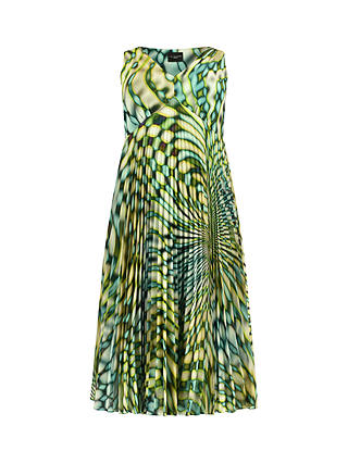 Live Umlimited Curve Kaleidoscope Sunray Pleat Maxi Dress, Green/Multi