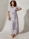 Live Unlimited Curve Mosaic Print Bardot Maxi Dress, Brown