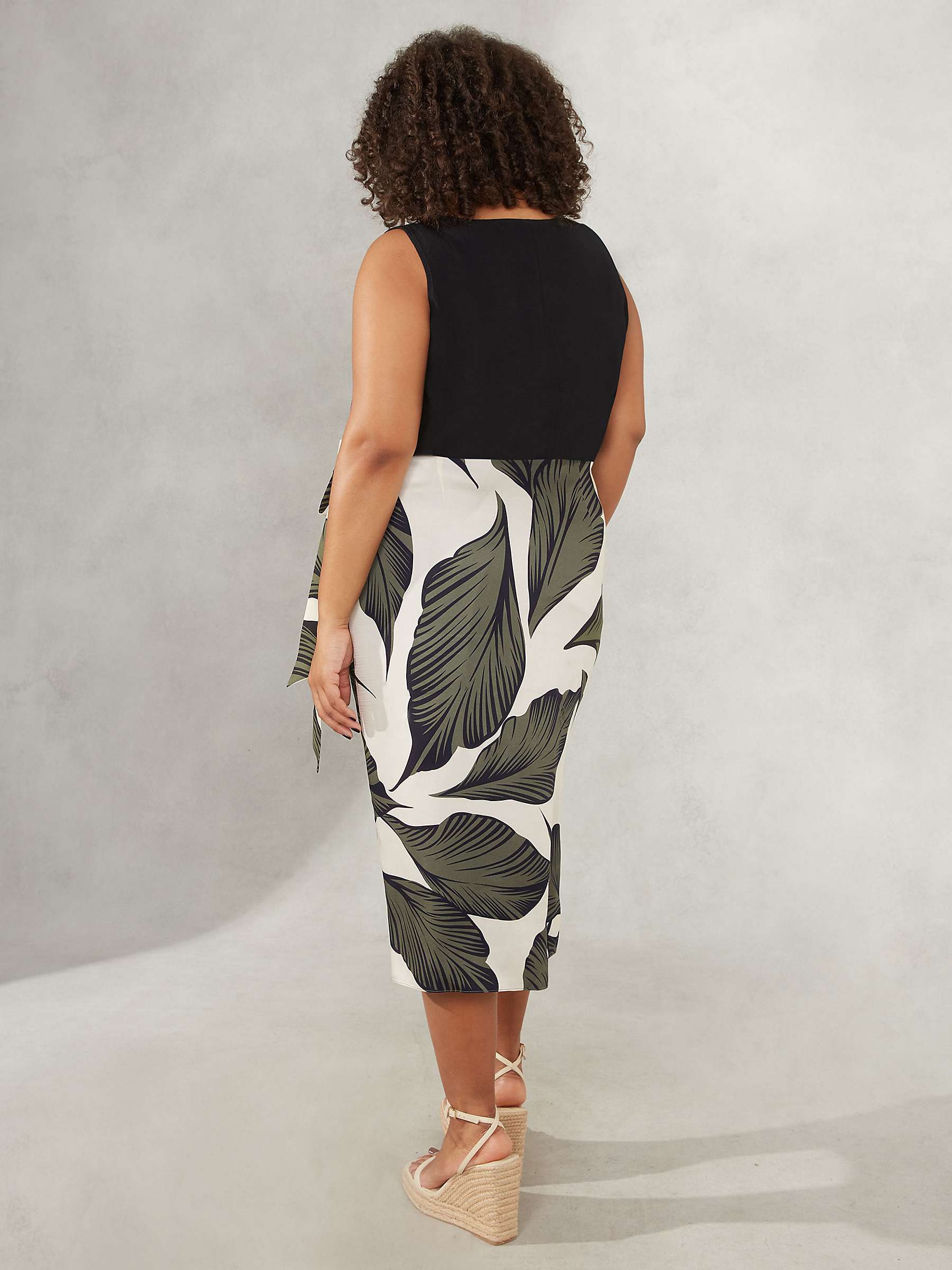Buy Live Unlimited Curve Palm Midi Skirt, Khaki Online at johnlewis.com