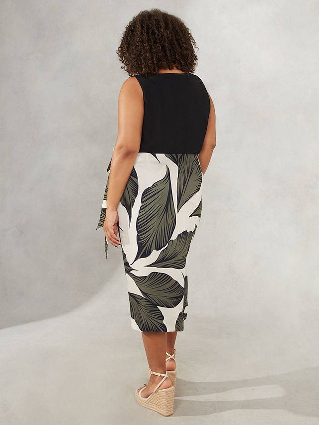 Live Unlimited Curve Palm Midi Skirt, Khaki