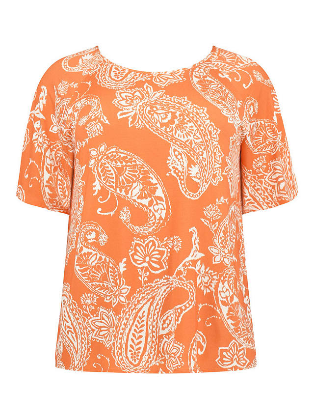 Live Unlimited Paisley Print Flutter Sleeve Jersey Top, Orange
