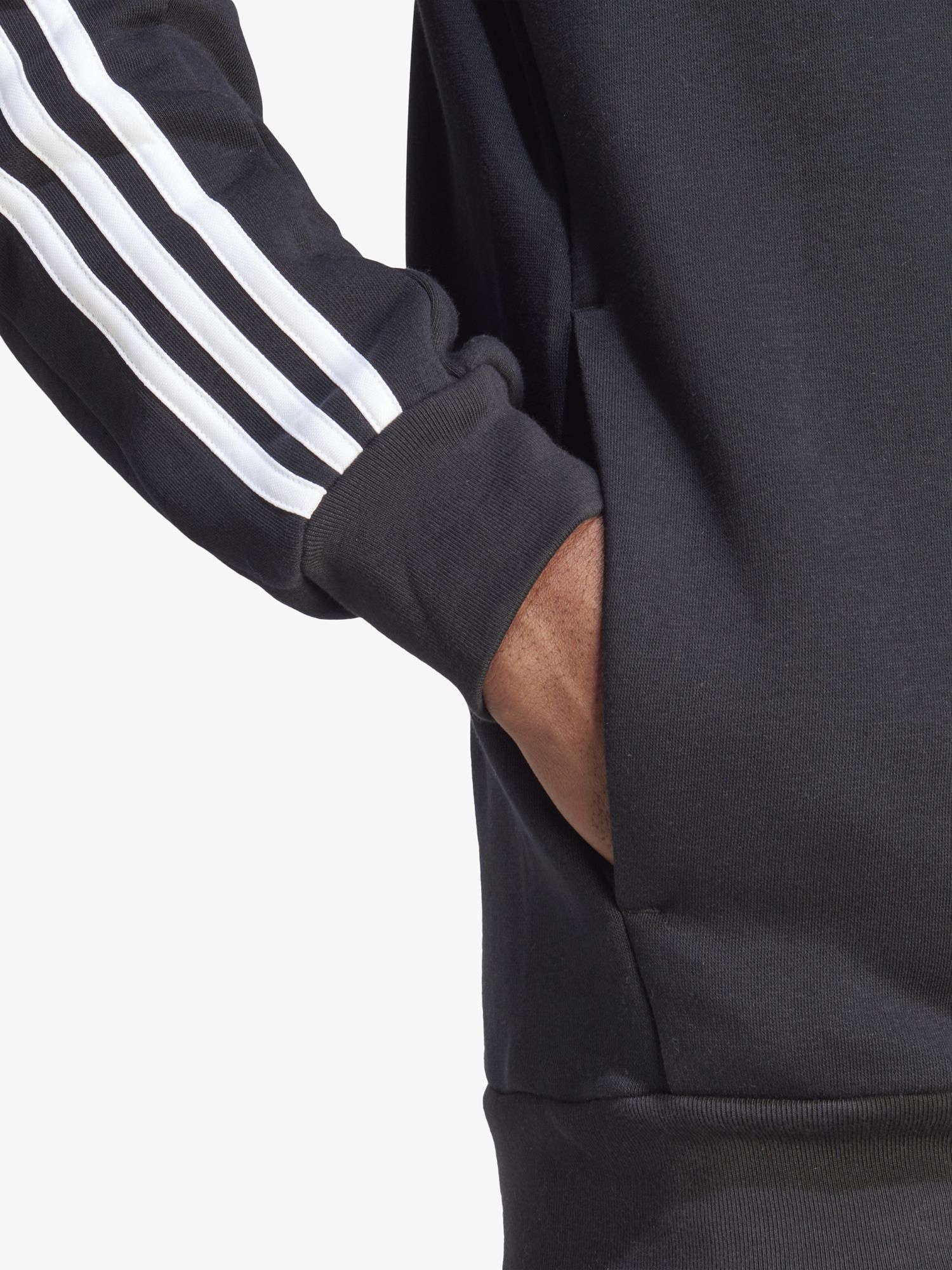 adidas Essentials Fleece 3-Stripes Full-Zip Hoodie, Black, XL