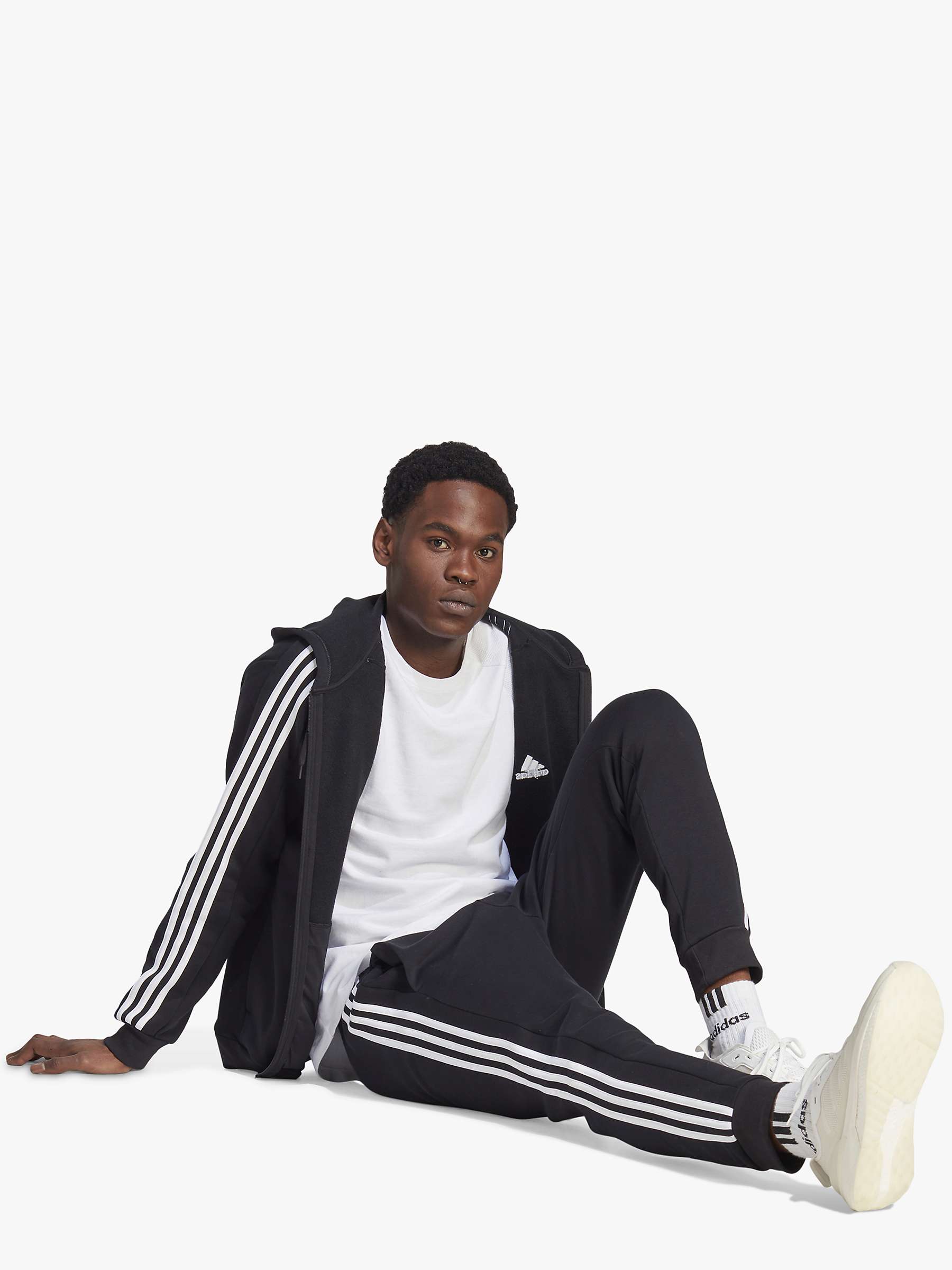 Buy adidas Essentials Fleece 3-Stripes Full-Zip Hoodie Online at johnlewis.com