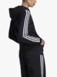 adidas Essentials Fleece 3-Stripes Full Zip Hoodie, Black/White