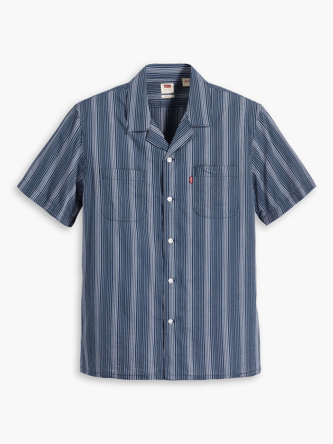 Levi's Classic Stripe Camp Collar Shirt, Blues at John Lewis & Partners