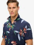 Superdry Short Sleeve Hawaiian Shirt, Dark Navy Hawaiian