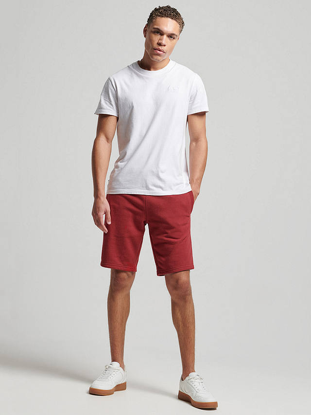 Superdry Vintage Logo Embroidered Jersey Shorts, Track Red Marl