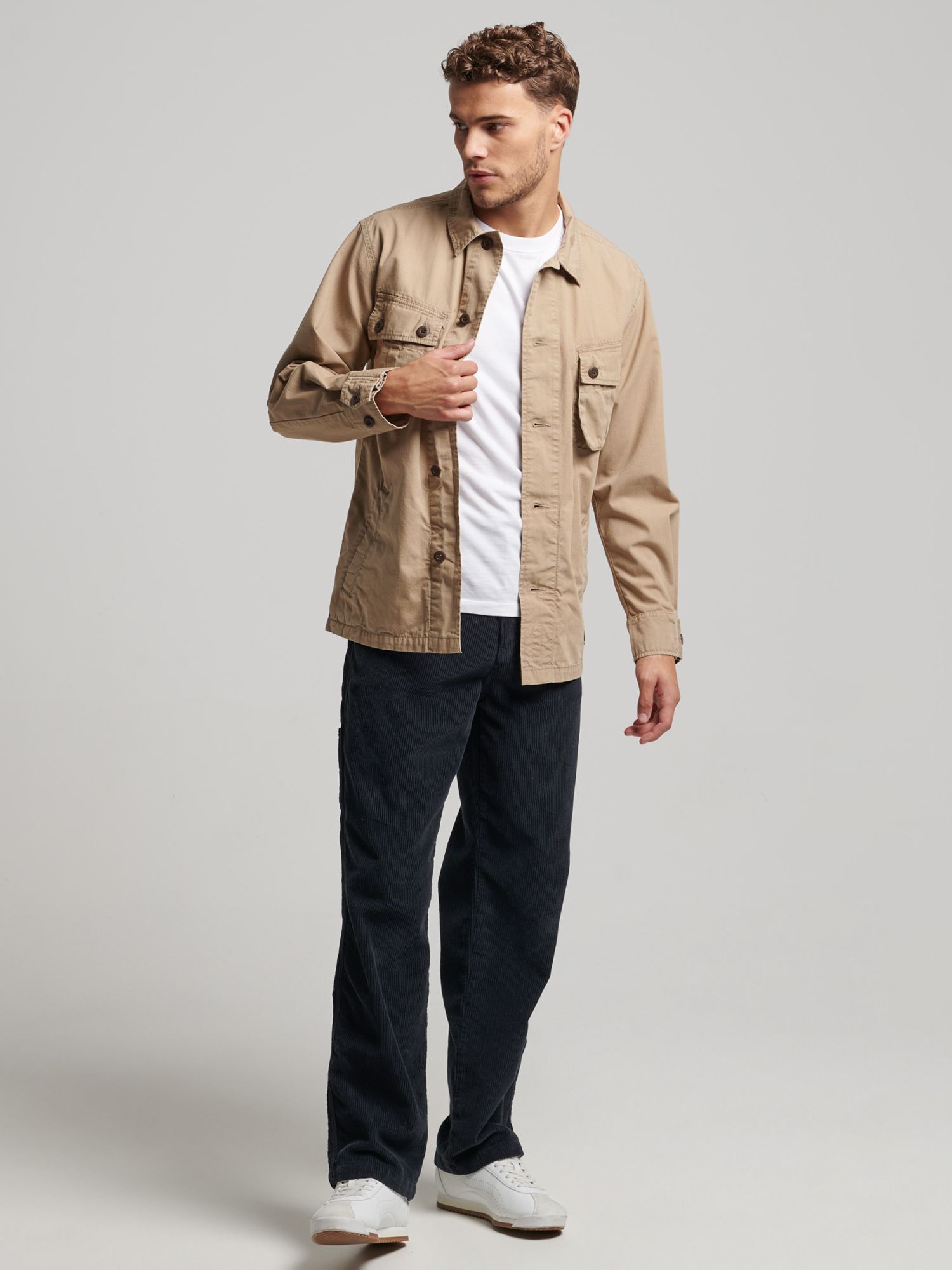 Superdry Vintage Combat Overshirt, Canyon Sand Brown, S