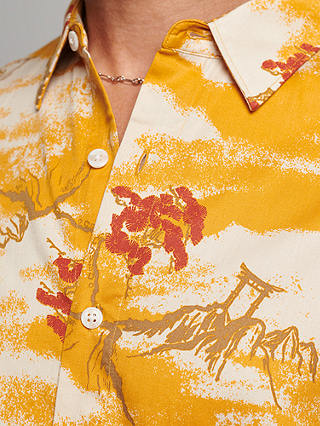 Superdry Short Sleeve Hawaiian Shirt, Yellow Clouds