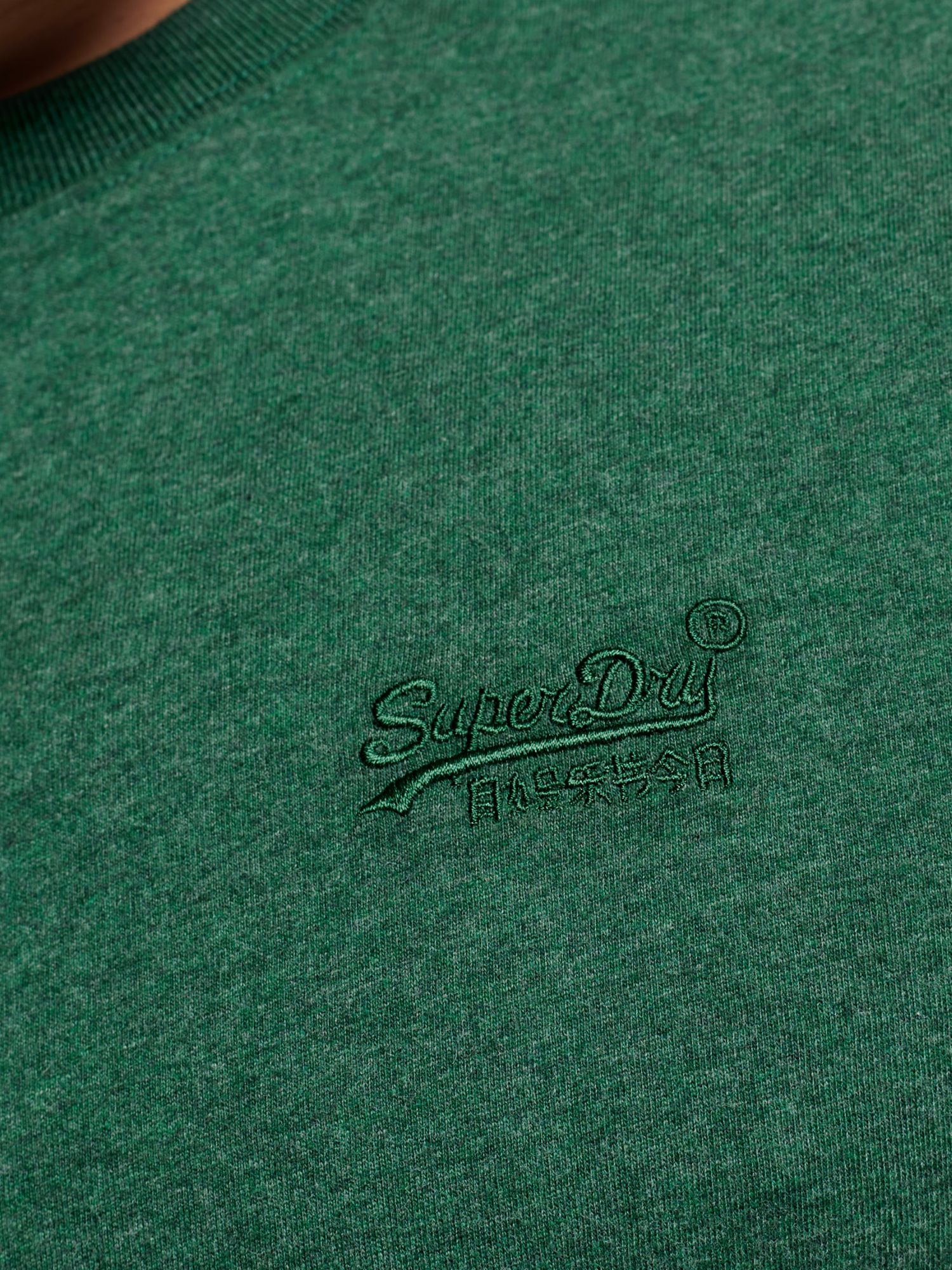 Superdry Organic Cotton Essential Logo T-Shirt, Heritage Pine Green at ...