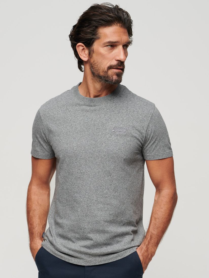 Men's Organic Cotton Essential Logo T-Shirt in Raven Black Marl
