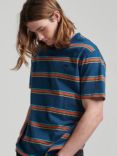 Superdry Organic Cotton Vintage Textured Stripe T-Shirt, Blue Bottle Stripe