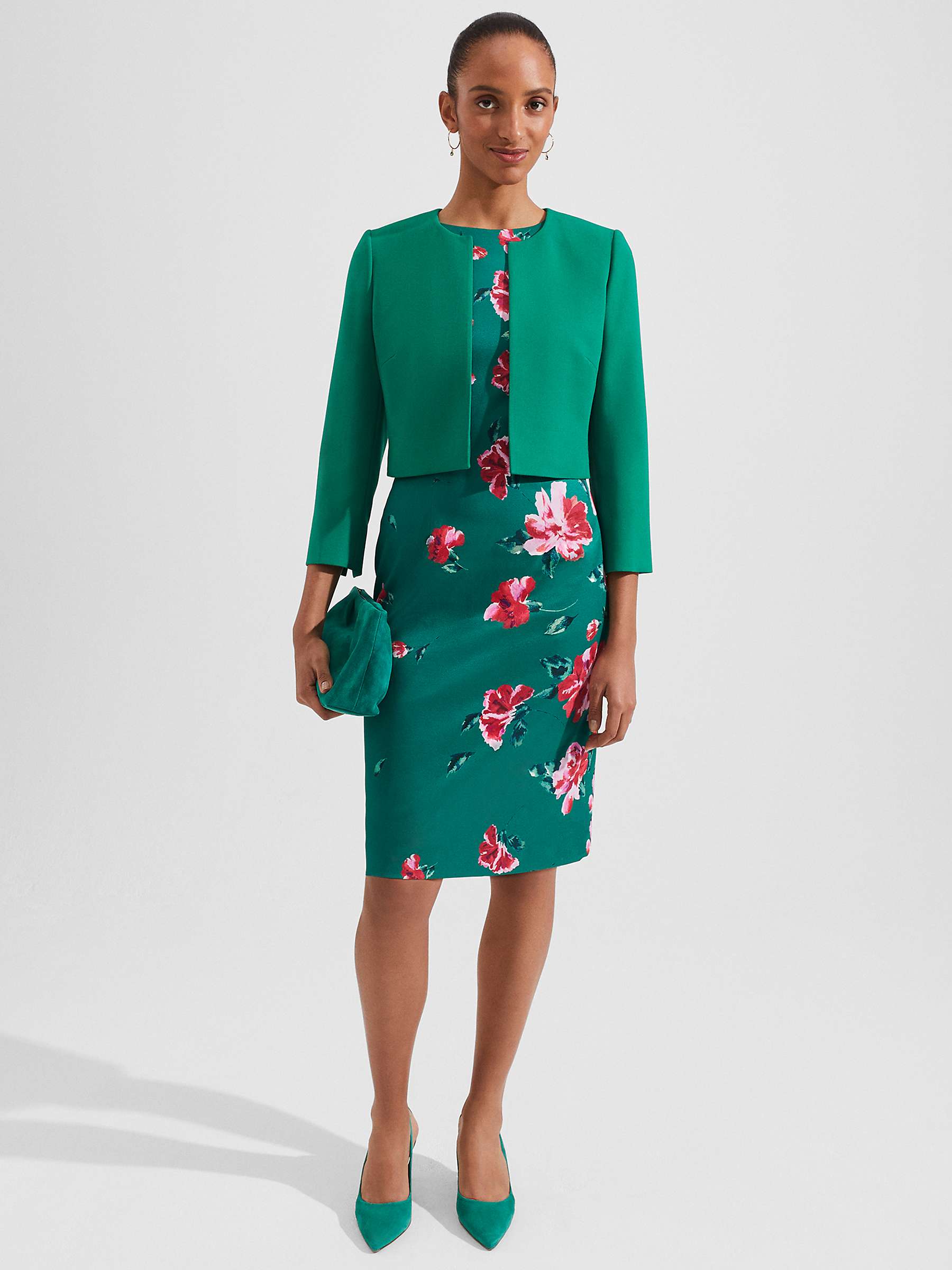 Buy Hobbs Moira Floral Print Pencil Dress, Green/Multi Online at johnlewis.com
