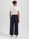 Hobbs Keighley Cropped Linen Trousers, Navy