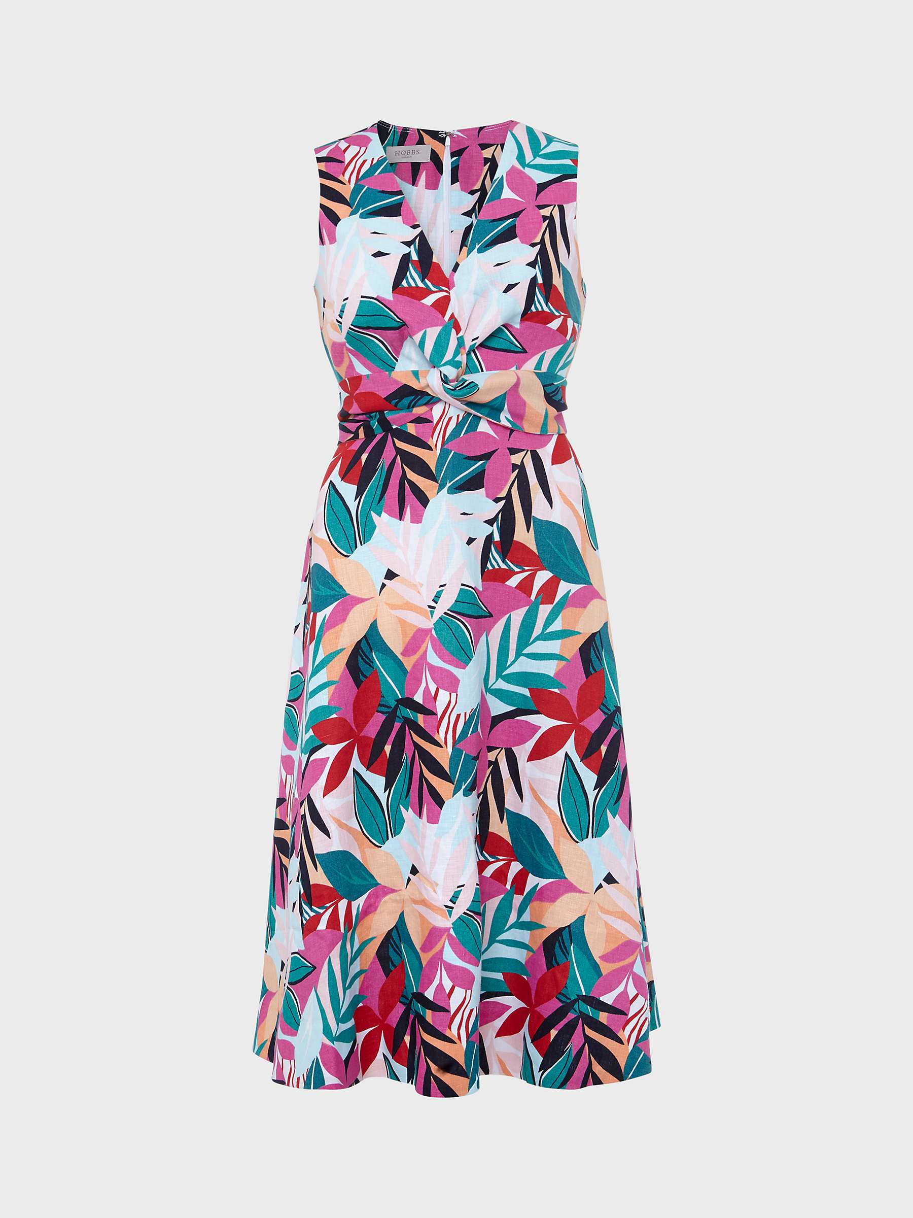 Buy Hobbs Petite Mariella Leaf Print Linen Dress, Multi Online at johnlewis.com