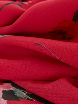 Hobbs Carly Floral Print Midi Dress, Red/Multi