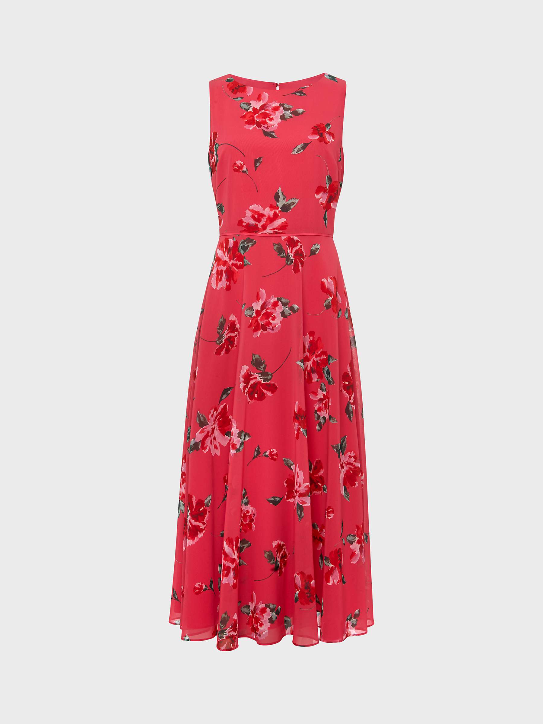 Buy Hobbs Carly Floral Print Midi Dress, Red/Multi Online at johnlewis.com