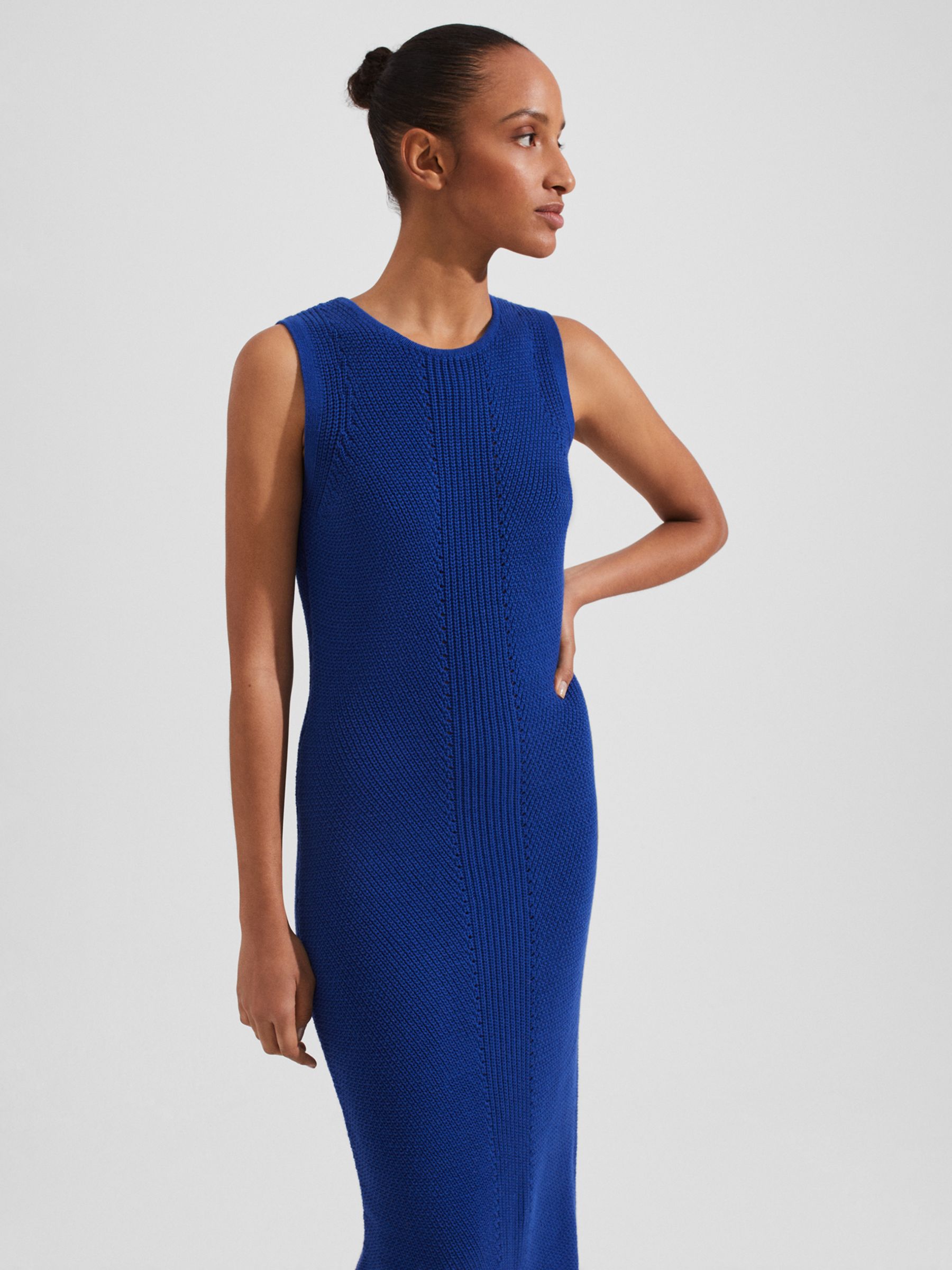 Hobbs Elea Knitted Midi Dress, Cobalt Blue at John Lewis & Partners