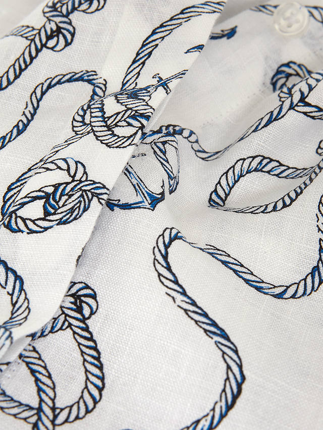 Hobbs Nita Linen Anchor & Rope Print Shirt, Ivory/Multi