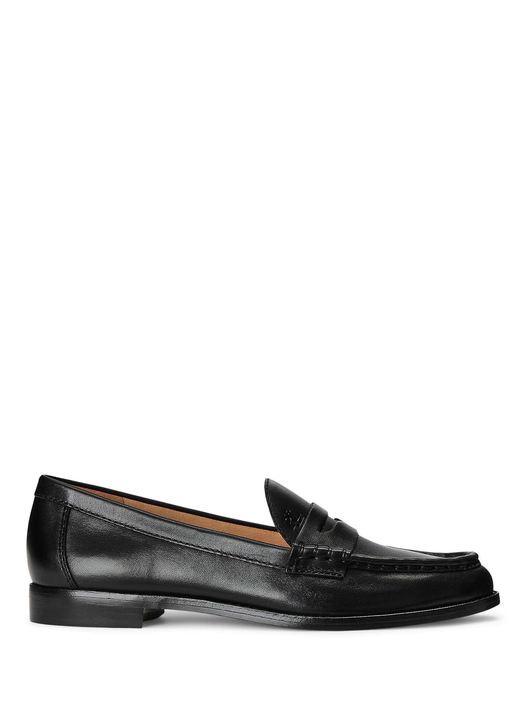 Lauren Ralph Lauren Winnie Leather Loafers, Black at John Lewis & Partners