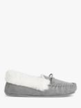John Lewis ANYDAY Microsuede Faux Fur Moccasin Slippers, Grey