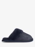 John Lewis ANYDAY Microsuede Faux Fur Mule Slippers, Navy