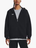 Under Armour Rival Fleece Full-Zip Hoodie, Black/White