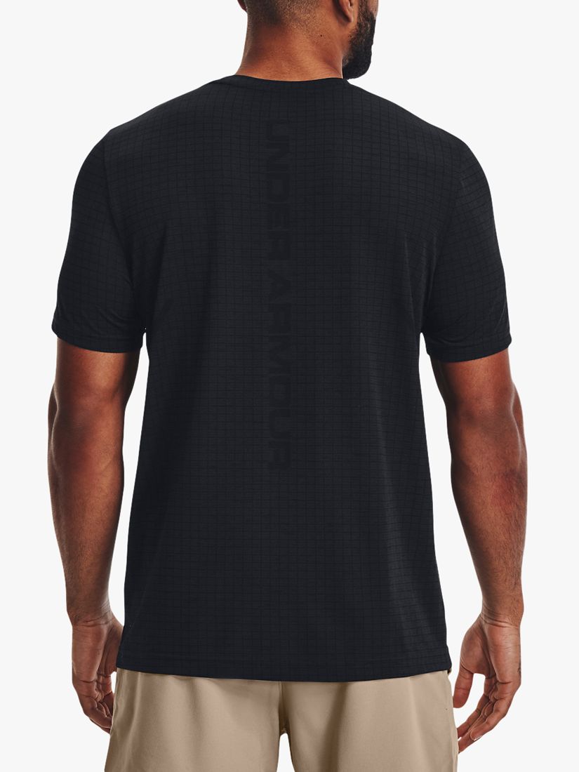 Under Armour Seamless Grid Short Sleeve Gym Top, Black /  / Mod Gray, S