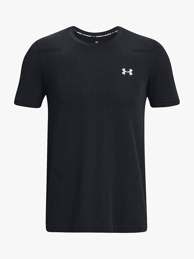 Under Armour Seamless Grid Short Sleeve Gym Top, Black /  / Mod Gray