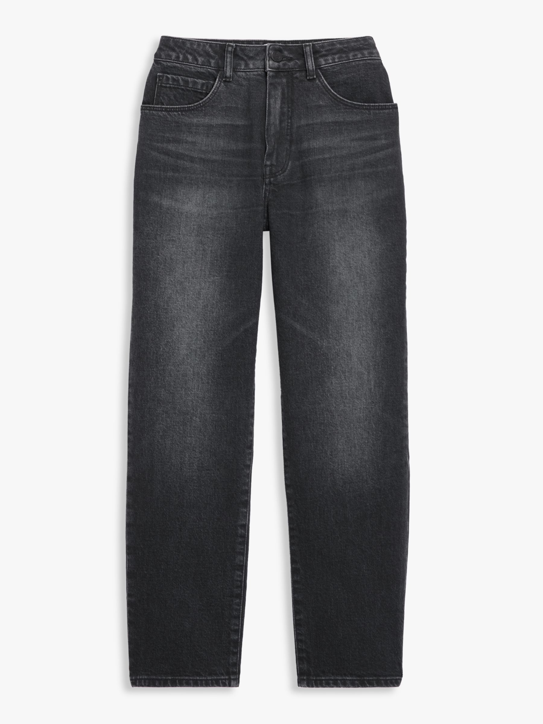 John Lewis Premium Authentic Straight Leg Jeans, Black Wash, 8