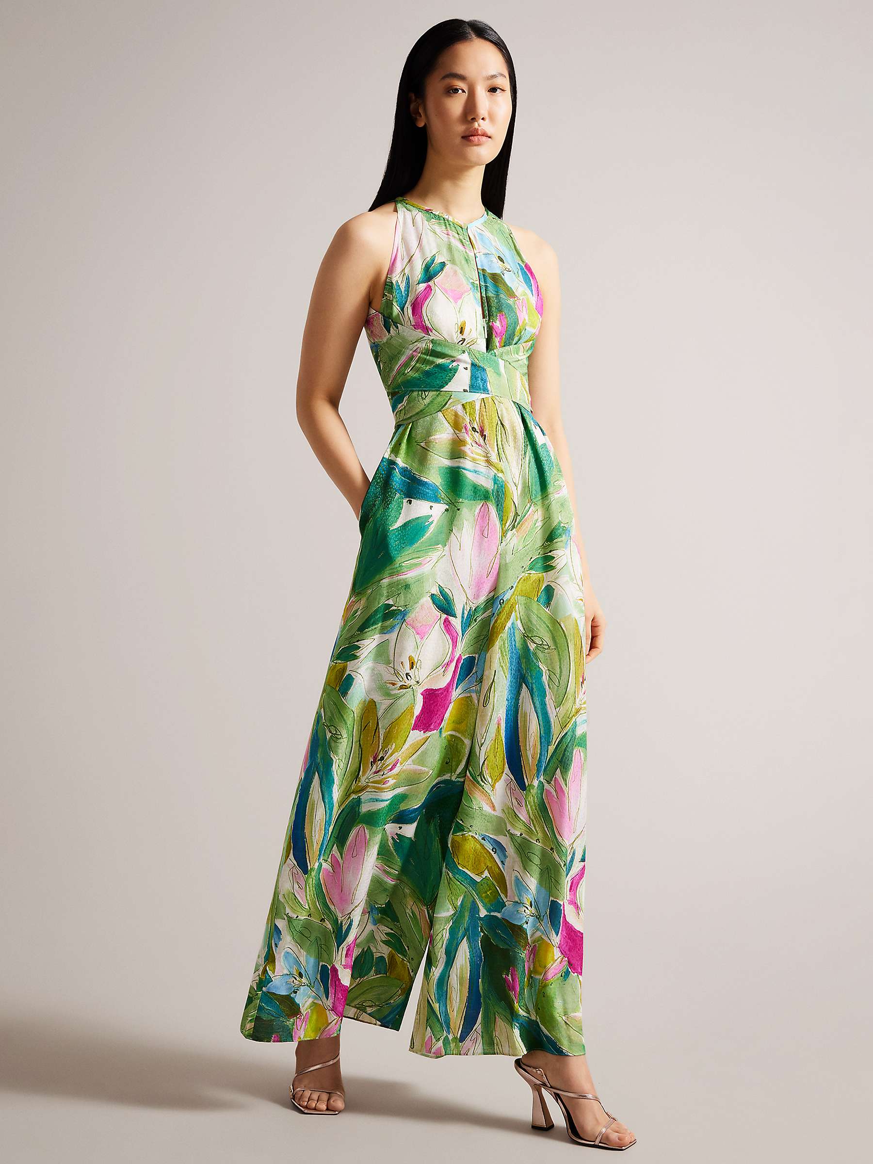Ted Baker Rachily Floral Wide Leg Jumpsuit, Green/Multi at John Lewis ...