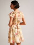 Ted Baker Ammiah Frill Sleeve Floral Mini Dress, Tan