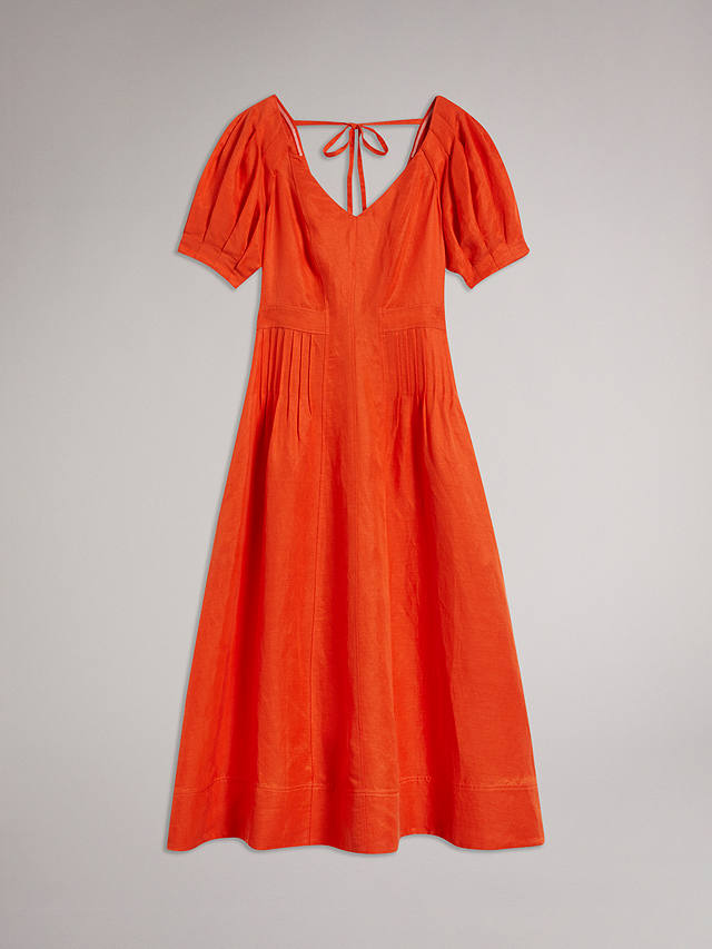Ted Baker Opalz Puff Sleeve Midi Dress, Bright Orange