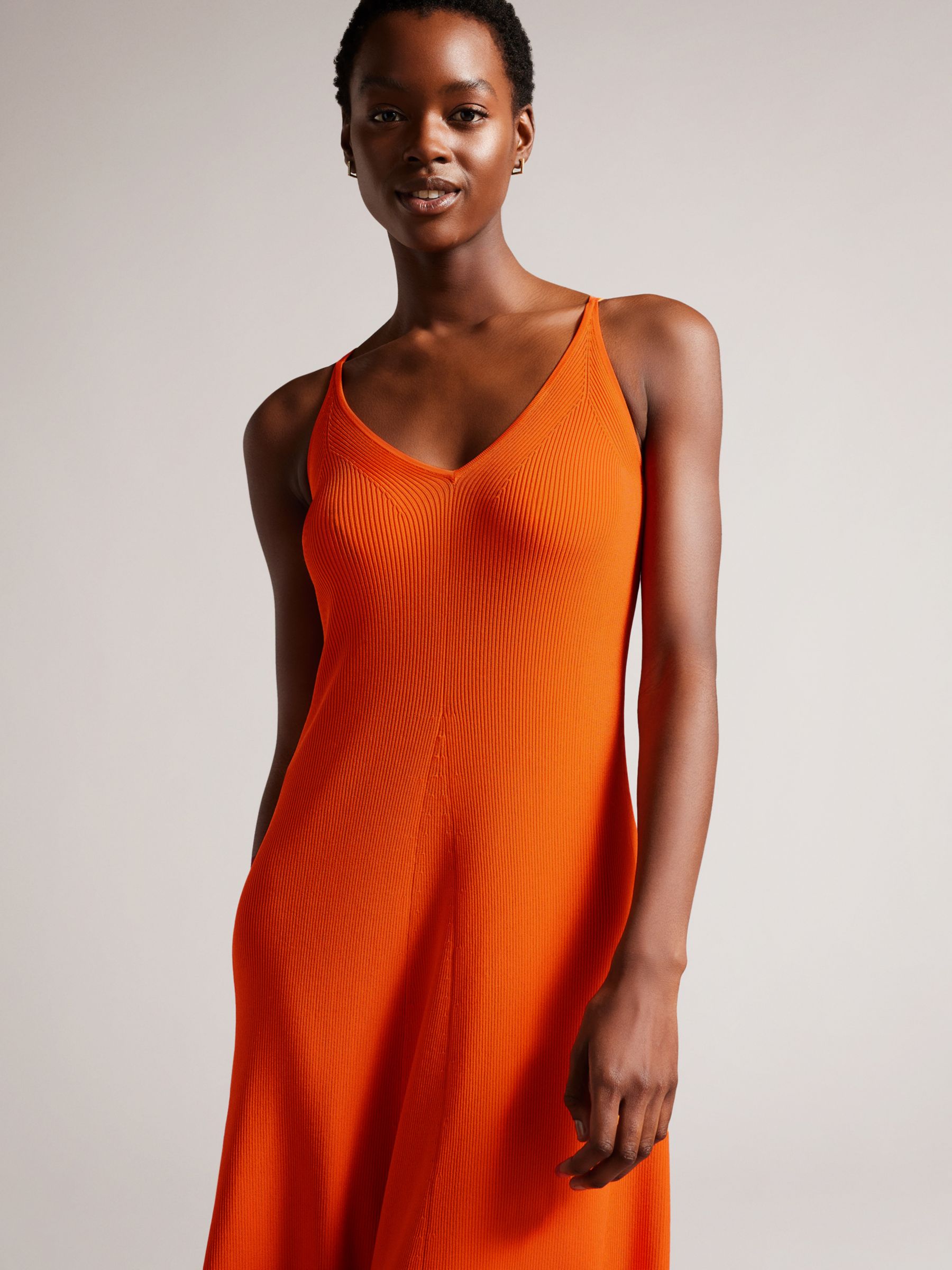 Ted Baker Marrlyy Rib Knit Maxi Dress, Bright Orange At John Lewis &  Partners