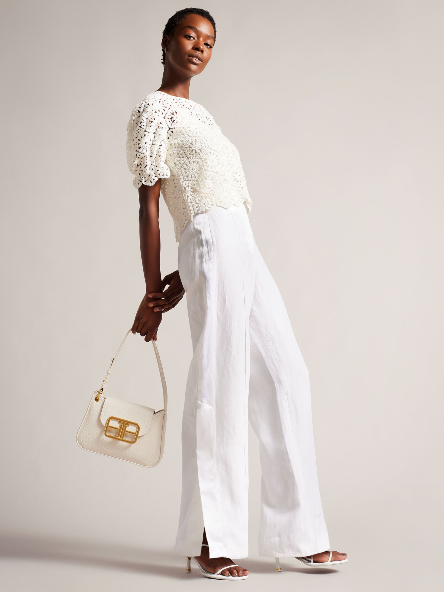 Buy Ted Baker Ambya Embroidered Top, White Online at johnlewis.com