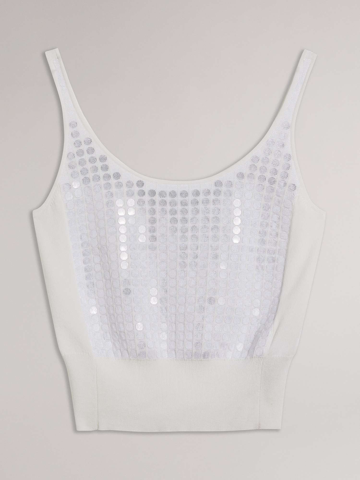 Ted Baker Bobbiiy Sequin Detail Knitted Top, White at John Lewis & Partners