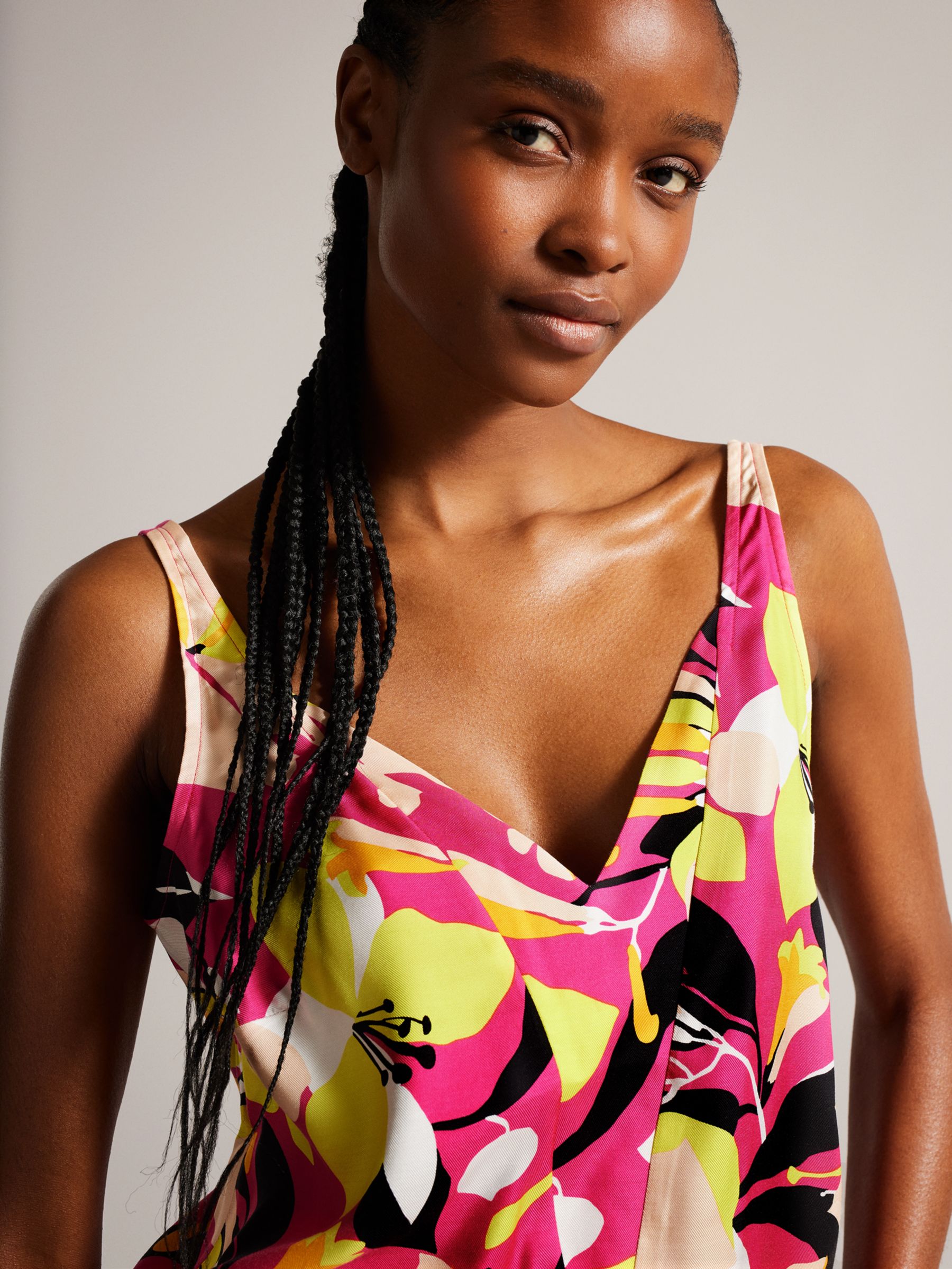 Buy Ted Baker Thaliah Floral Print Cami Top, Bright Pink Online at johnlewis.com