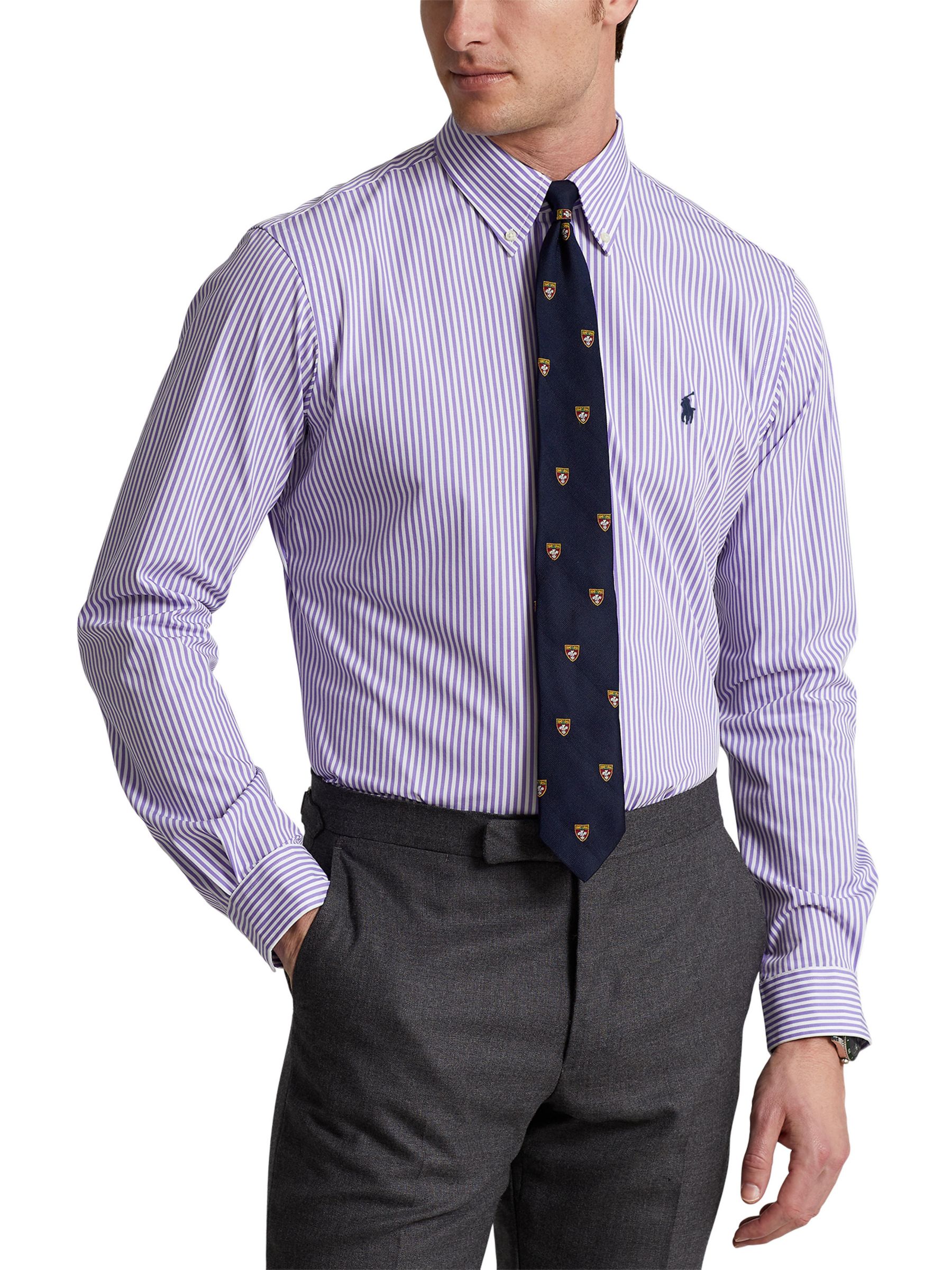 Ralph Lauren Striped Long Sleeved Shirt, Lavender/White at John Lewis ...