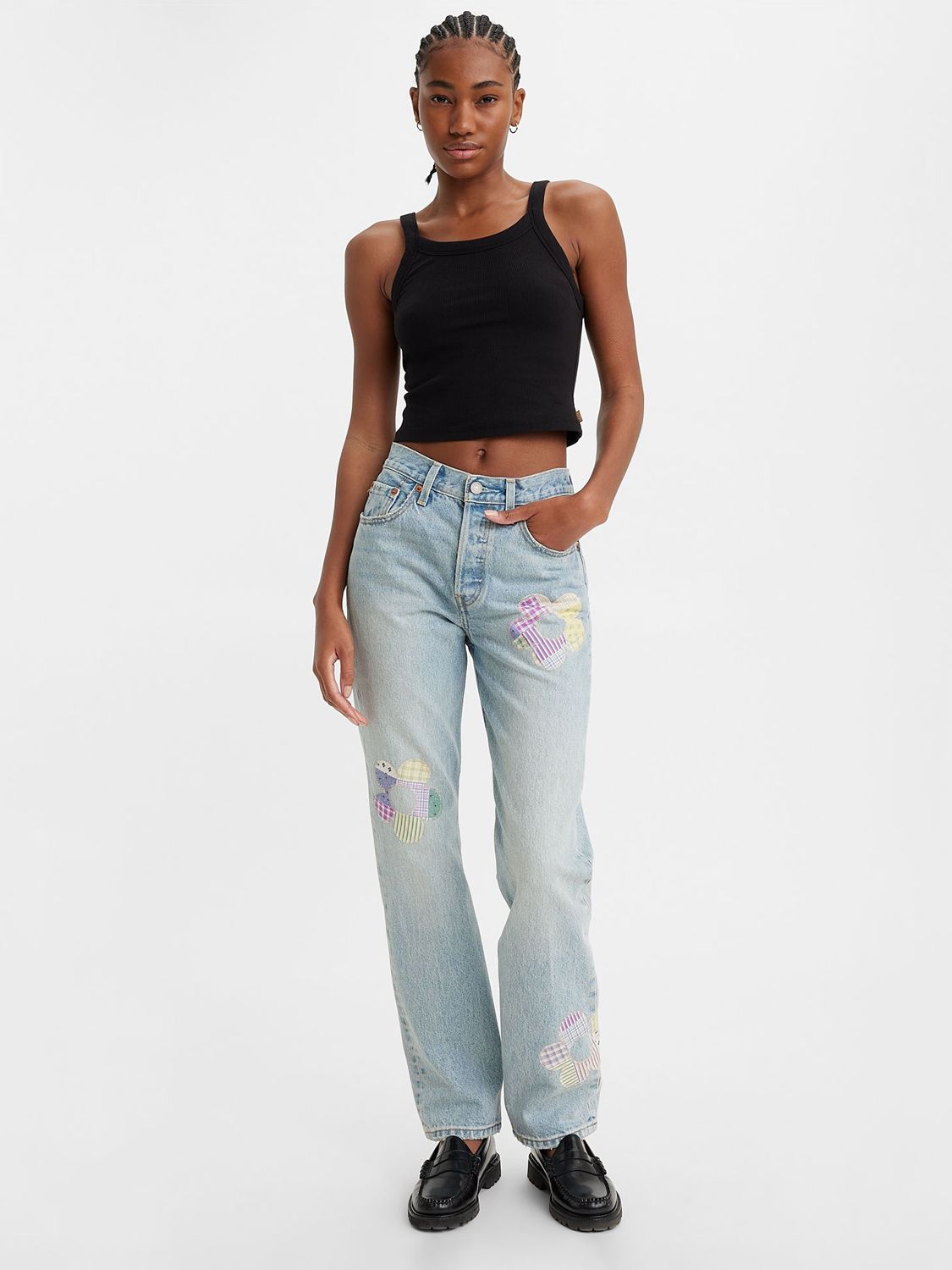 Levi's 501 Floral Patchwork Jeans, Fresh As A Daisy, 24