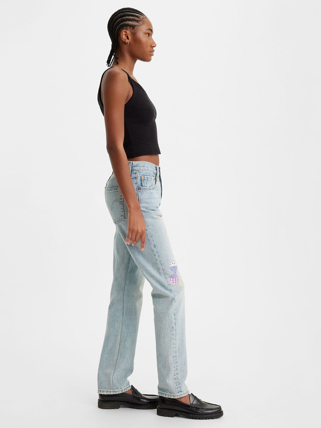 Levi's 501 Patchwork Fresh As A Daisy Jeans, Blue at John Lewis & Partners