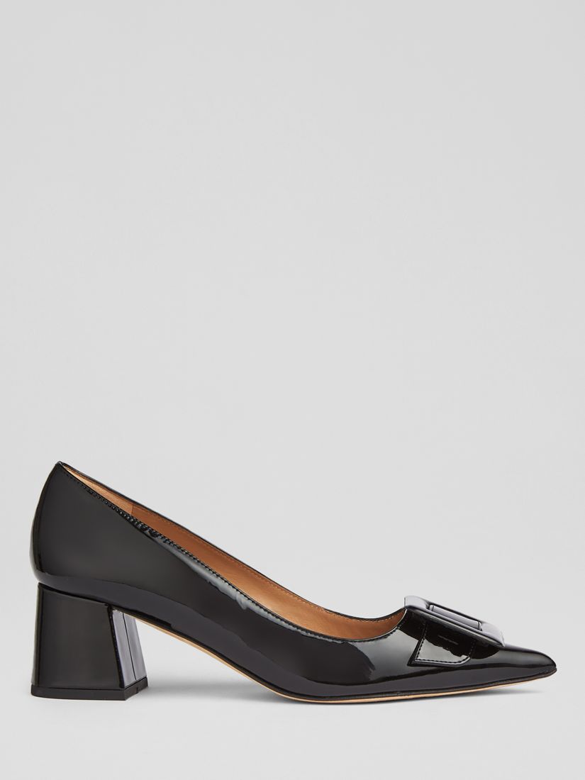 L.K.Bennett Tia Leather Court Shoes, Black at John Lewis & Partners