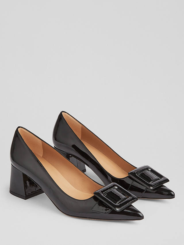 L.K.Bennett Tia Leather Court Shoes, Black
