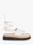 Whistles Lia Raffia Detail Flatform Leather Sandals, White