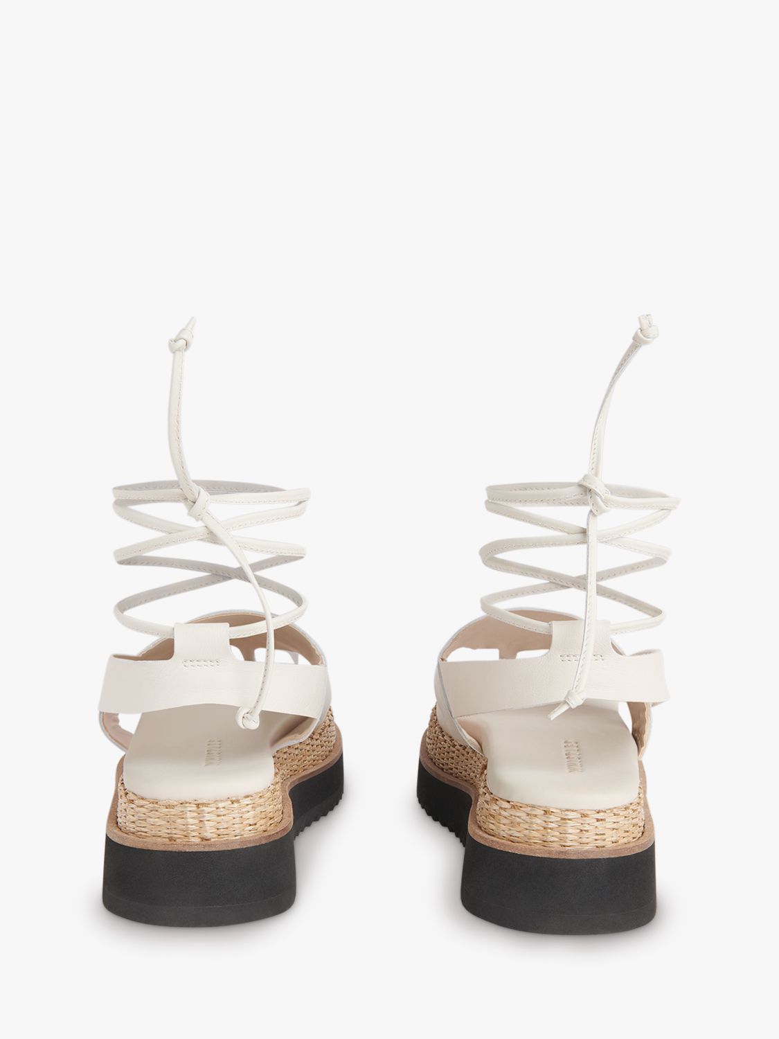 Whistles Lia Raffia Detail Flatform Leather Sandals, White at John ...