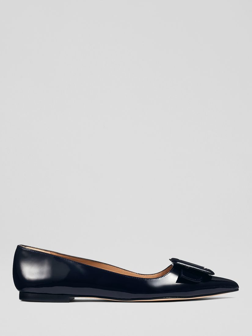 L.K.Bennett Devon Patent Leather Flats, Navy