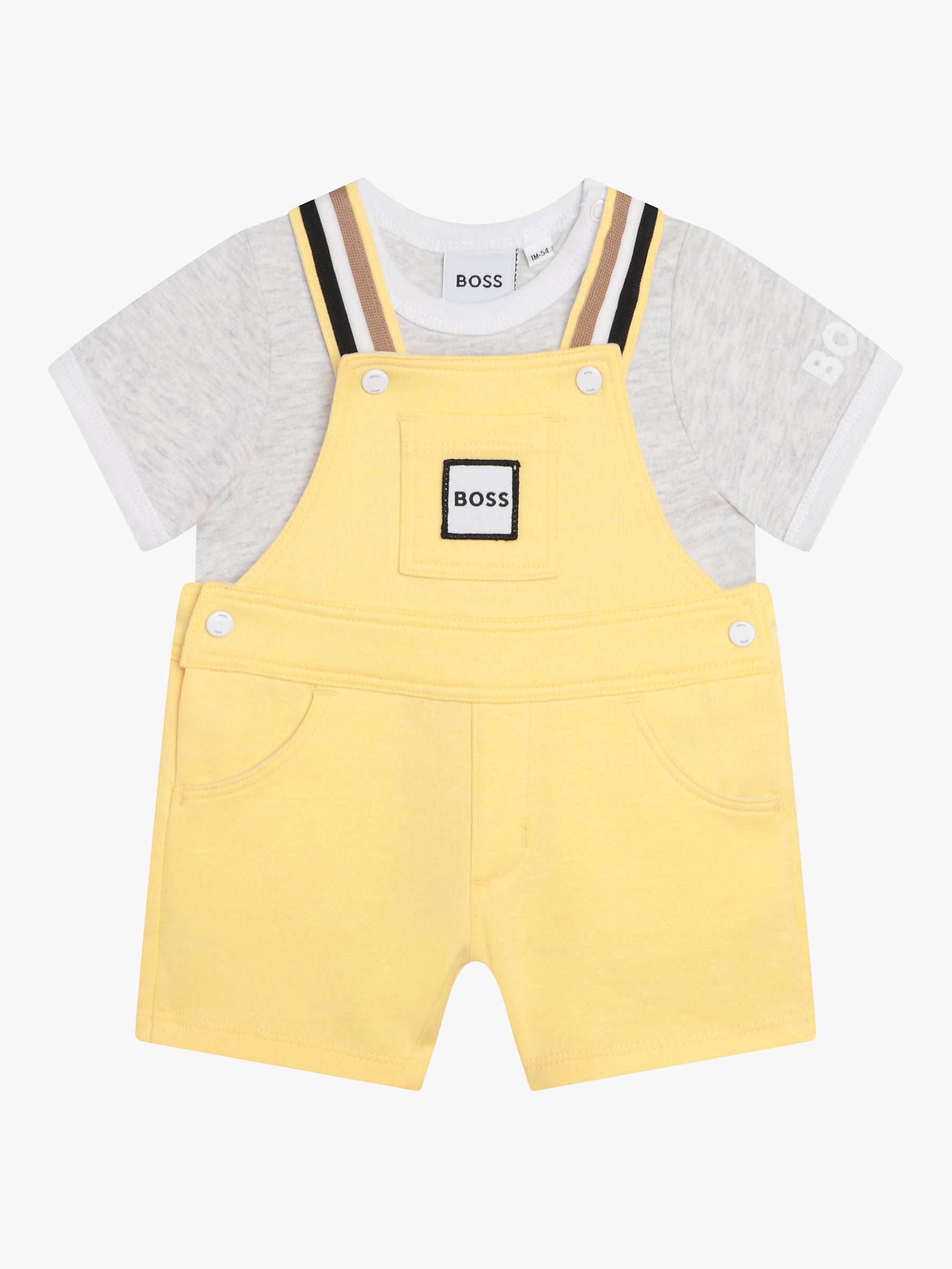 Buy HUGO BOSS Baby T-Shirt & Dungarees Set, Yellow/Multi Online at johnlewis.com