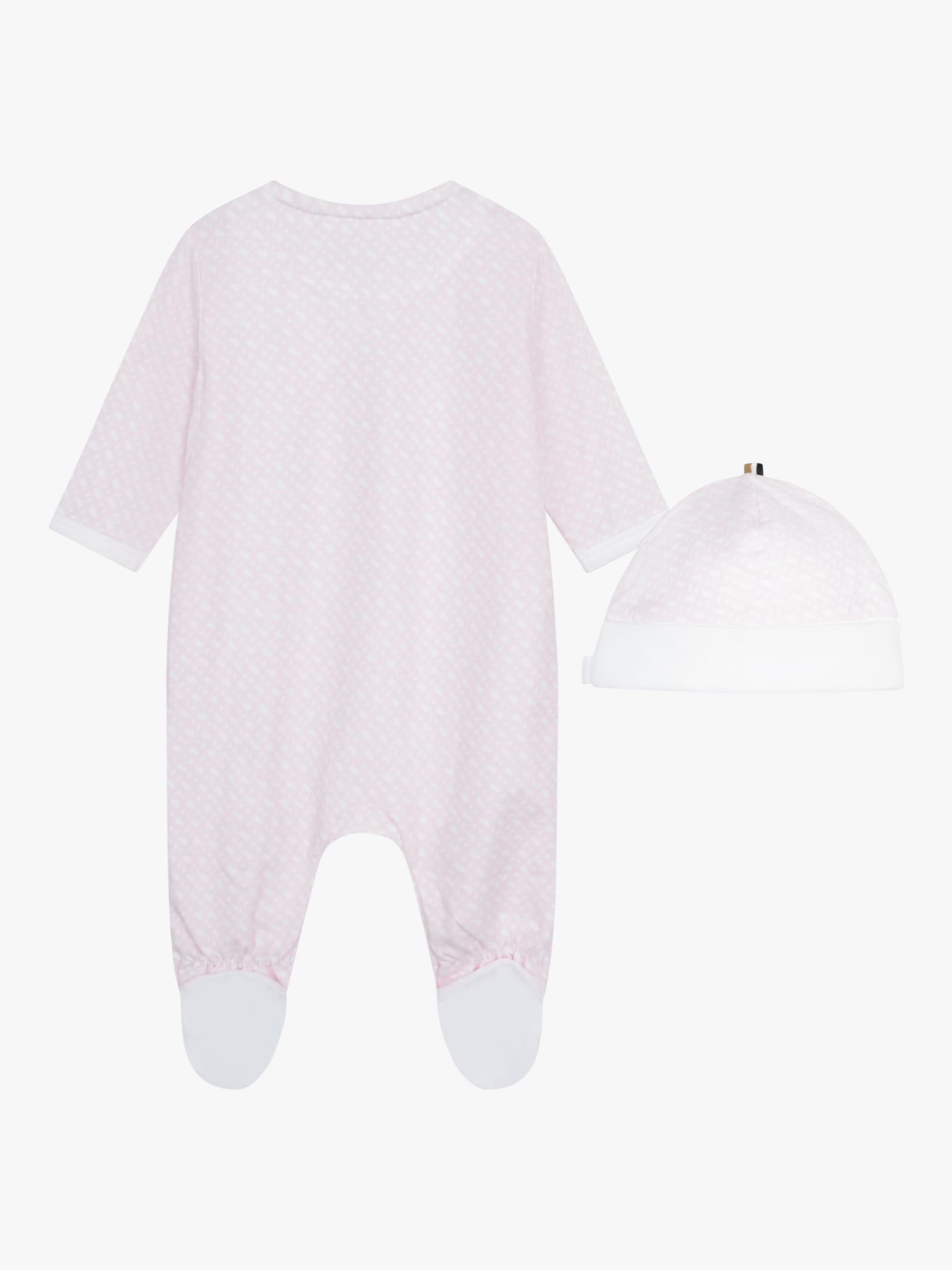 Buy HUGO BOSS Baby Logo Print Pyjama & Pull On Hat Set, Pink/Multi Online at johnlewis.com