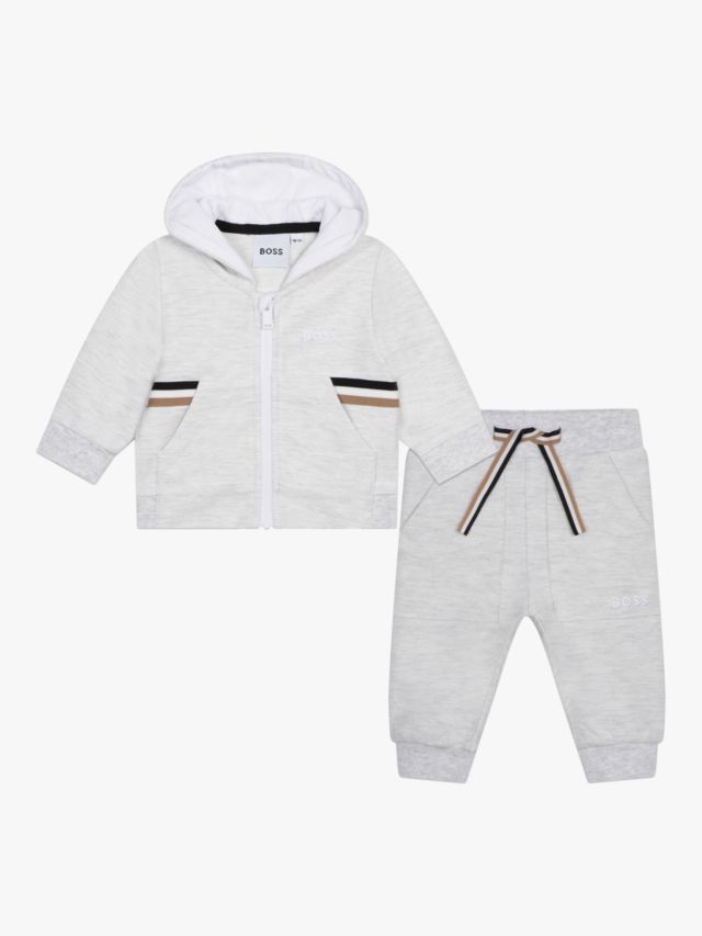 HUGO BOSS BOSS Baby Logo Zip Hoodie Joggers Tracksuit Set Light