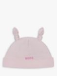 HUGO BOSS Baby Logo Knot Pull On Hat, Light Pink
