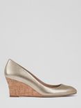L.K.Bennett Eevi Wedge Heel Leather Court Shoes, Gold